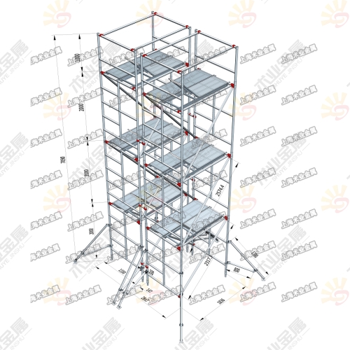 定制（雙排）三層鋁合金腳手架（效果圖）